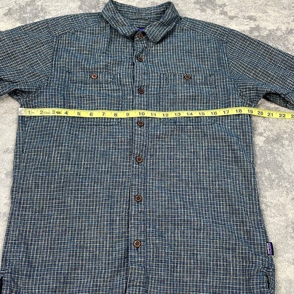 Patagonia Back Step Short Sleeve Button Front Shirt Blue Gray Plaid Checked Sz S - Picture 8 of 13
